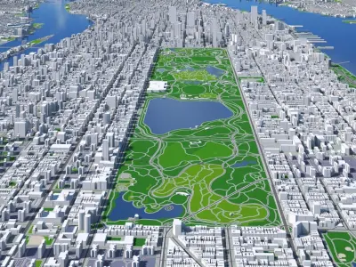 Manhattan New York City And Surroundings PBR Low-poly 3D model