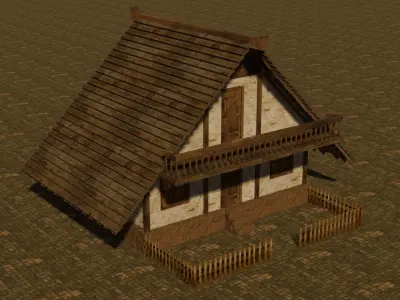 Medieval house six 14 Low-poly 3D model