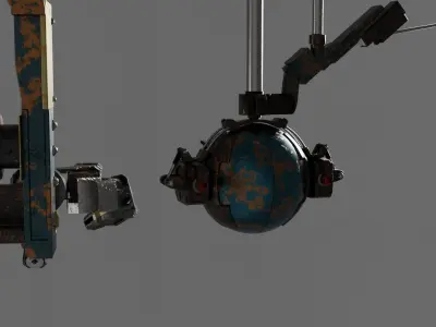 Robot with mechanical arm 3D model