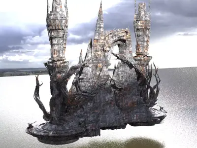 Winter White claw Tree Mountain castle  3D model