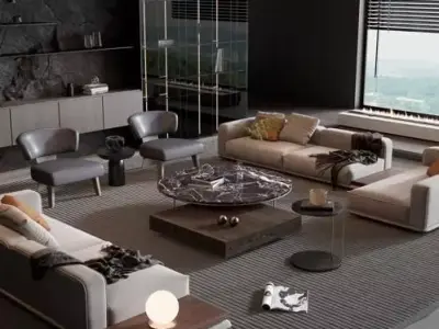 modern living room 02 3D model