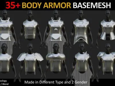 35 Body Armors Basemesh q Low-poly 3D model