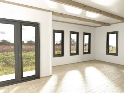 Small Wood Cabin with Interior 3D model