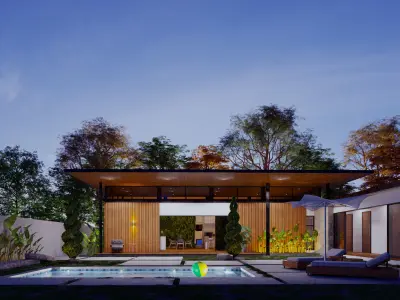 villa tropical Low-poly 3D model