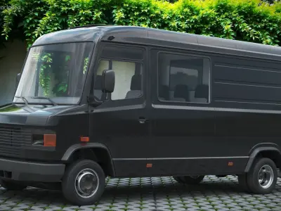  Cargo Freight Passenger Van with Side Windows Black 