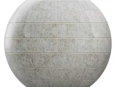 Rustic White Brick Wall Tile 3D Model Texture