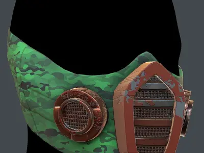 Gas mask helmet 3d model scifi Low-poly  Low-poly 3D model