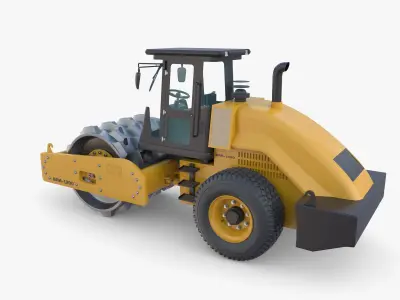 Road roller V6 Low-poly 3D model