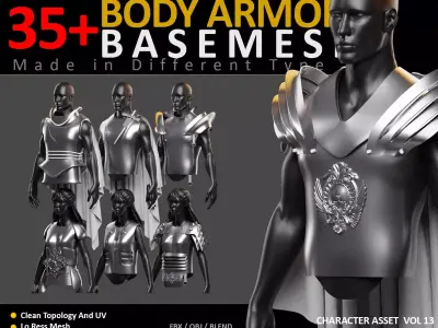 35 Body Armors Basemesh q Low-poly 3D model