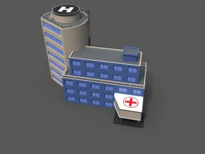Cartoon Hospital Low-poly 3D model buy