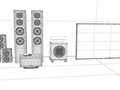 TV and HiFi surround sound system 3D model