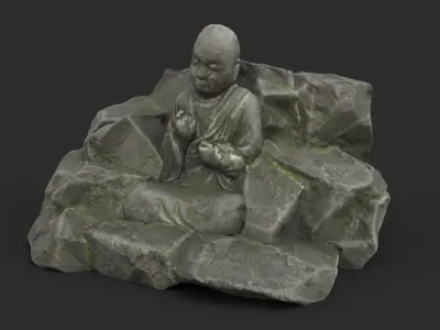 Rock Buddha 1008 Low-poly 3D model