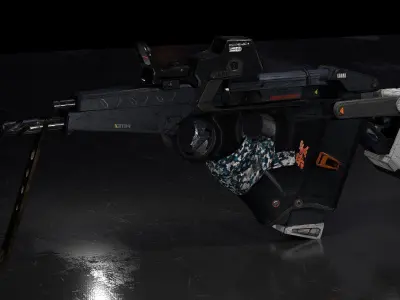 Sci-Fi SMG Low-poly 3D model