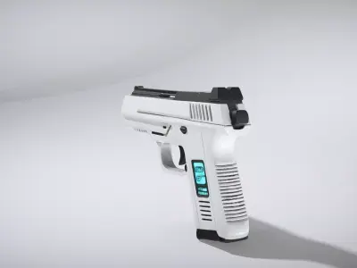 Futuristic Laser Pistol with Glowing Energy Cell Low-poly 3D model
