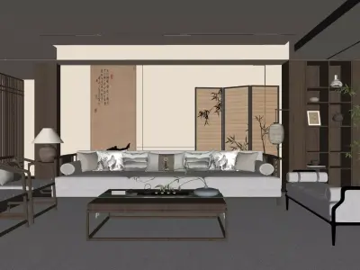 Traditional Chinese living room 3D model