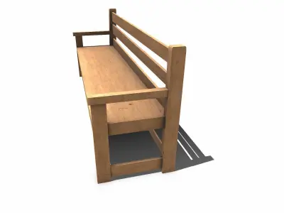 Wooden Outdoor Bench Low-poly PBR Free low-poly 3D model