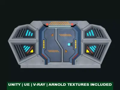 Sci Fi Door 02 All PBR Unity UE Textures Included Low-poly 3D model