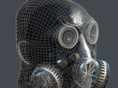 Gas mask helmet scifi Low-poly character art game space Low-poly 3D model 2