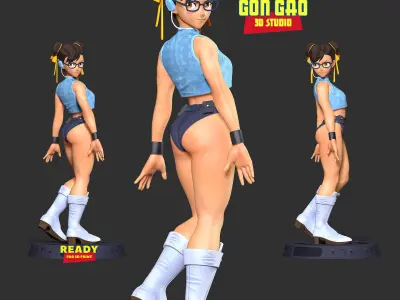 Chun-Li looked back 3D print model