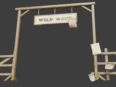 wildwest style fence Low-poly 3D model