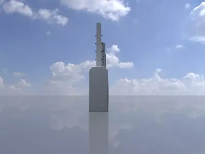 Aluminum flood protection wall with concrete foundation 2m x 6m Low-poly 3D model