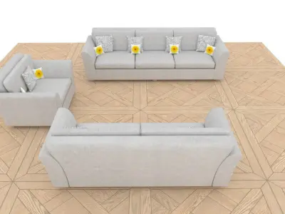 Three piece sofa set 3D model
