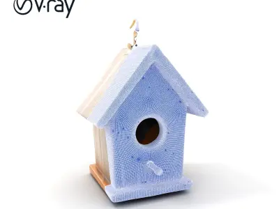 Wooden Birdhouse Model Pack with Realistic PBR Textures Low-poly 3D model
