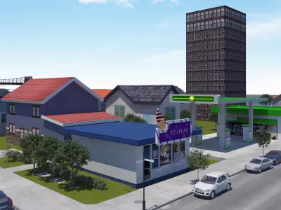  Realistic Buildings Pack Ultra Low Poly Low-poly 3D model