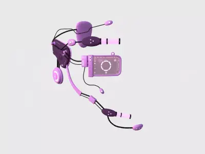 SciFi Glasses E05 Pink - Character Design Fashion Low-poly 3D model