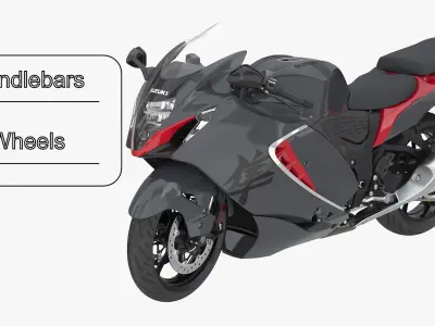  Suzuki Hayabusa GSX-1300R Inline-Four Sportbike Black Red Rigged 