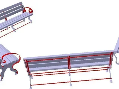 Four beautiful park benches 3D model