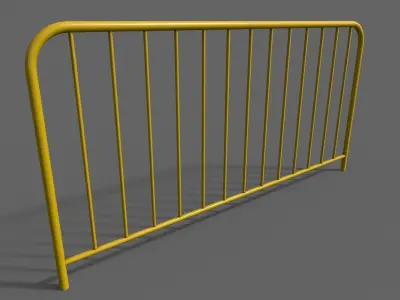 PBR Pedestrian Guard Rail Yellow V1 Low-poly 3D model