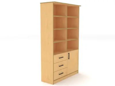 bookshelf 2 cover1 drawer3 Low-poly 3D model