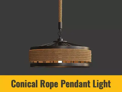 Conical Rope Pendant Light Kit Farmhouse  3D model