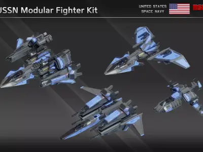 USSN Modular Fighter Kit Low-poly 3D model