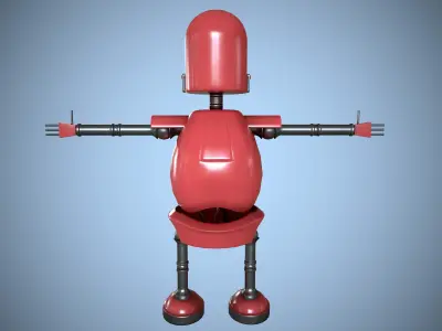 Little Red Robot Character Low-poly 3D model