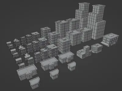 Low poly houses pack Low-poly 3D model