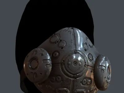 Gas mask helmet 3d model scifi Low-poly Low-poly 3D model Low-poly 3D model 79