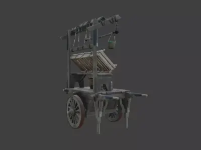 Vintage Market Cart Low-poly 3D model
