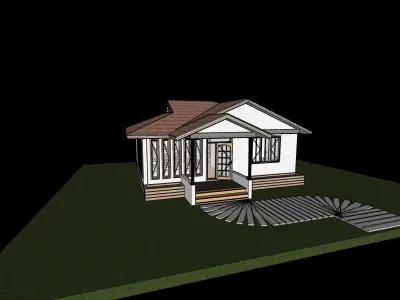 Small House with interior partitions Low-poly 3D model