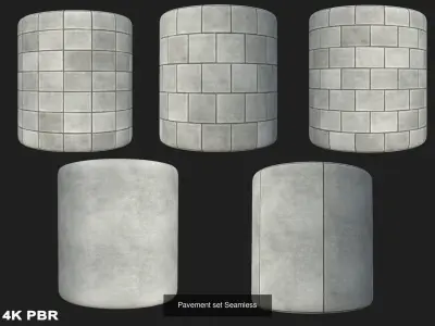 Pavement set collection Seamless PBR material Texture