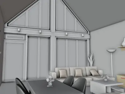 Skandinavian Home Interior   Low-poly 3D model
