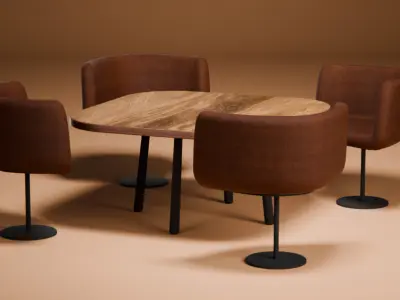 Office Table And Chairs 3D model