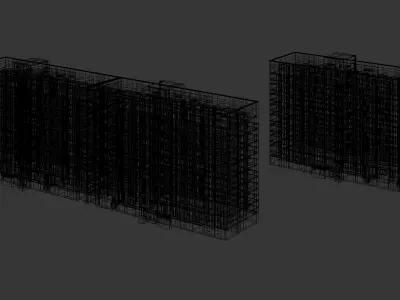 Colorful Residential Apartment Blocks 3D model