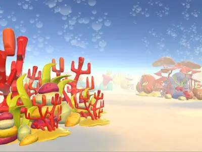 Cartoon Seaweed Pack Low-poly 3D model