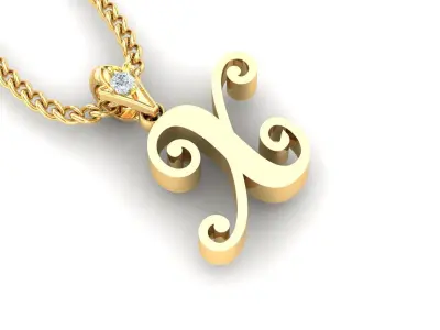 Alphabet V3 Light Gold  Font Pendant X 3D print model