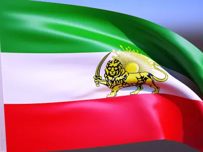 flag of iran waving in wind 3D model