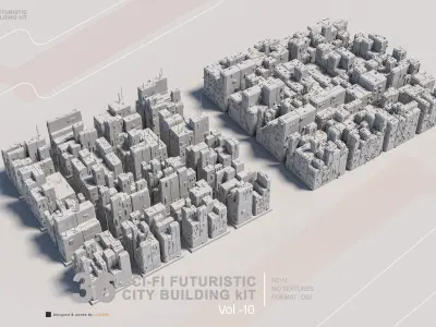 36 SCI-FI BUILDINGS CITY KIT vol 10 3D model