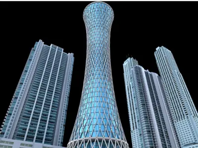 Tornado Tower Skyscraper 3D Model Low-poly 3D model