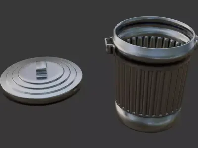 Trash can with a lid Low-poly 3D model